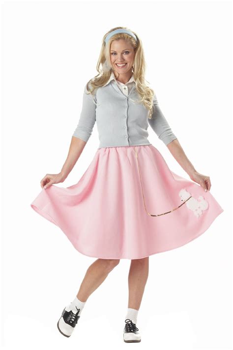 C791 Ladies Adult Grease 50s Sock Hop Pink Poodle Skirt Costume Halloween Ebay