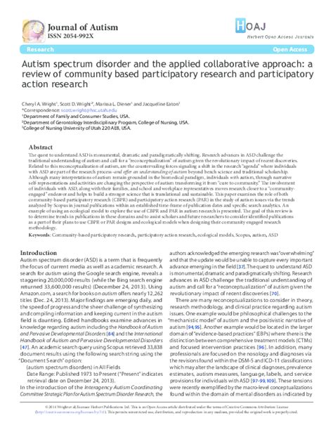 Pdf Autism Spectrum Disorder And The Applied Collaborative Approach A Review Of Community