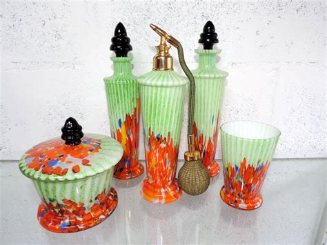 Wonderful Art Deco Vanity Set By Franz Welz Czechoslovakia Art Deco