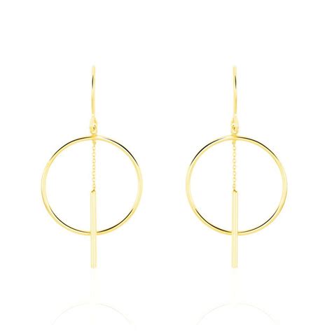 Boucles D Oreilles Pendantes Or Jaune Motifs Cercles Ajoures Petites