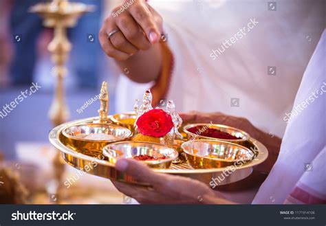 Indian Wedding Ceremony Traditional Pooja Thali Stock Photo 1171914106 | Shutterstock