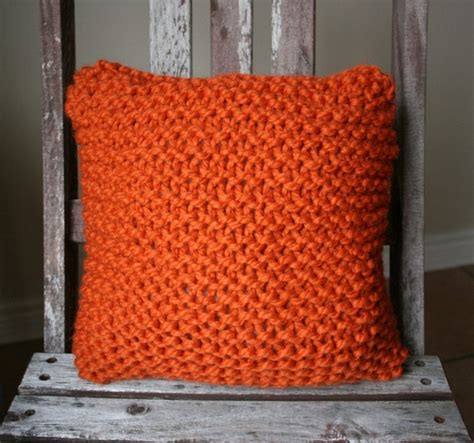 Items Similar To Hand Knit Medium Pillow In Pumpkinhome Decor Rustic