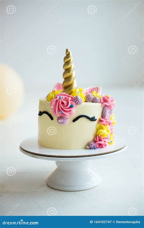 Cake Unicorn For First Birthday Party Stock Image Image Of T