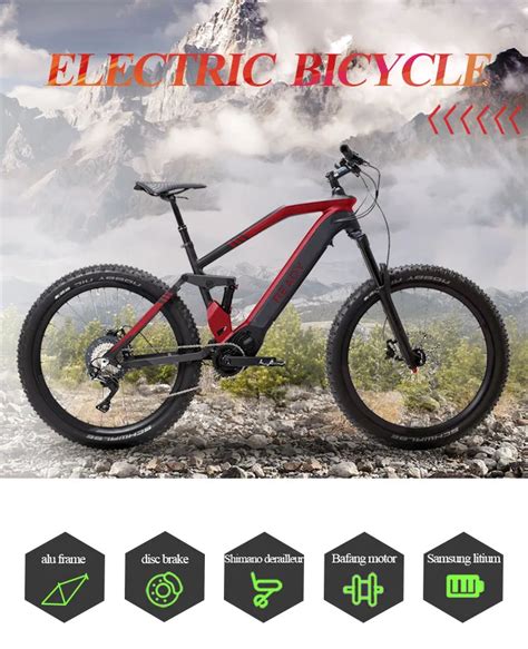 Carbon Fiber Full Suspension Frame Electric Mountain Bike With Bafang