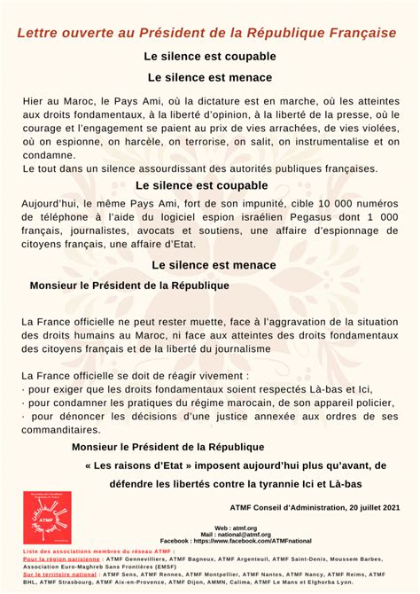 Lettre Ouverte Au Pr Sident De La R Publique Fran Aise Pegasus Atmfatmf