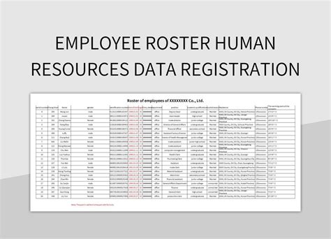 Employee Roster Excel Template Comprehensive Staff List Off