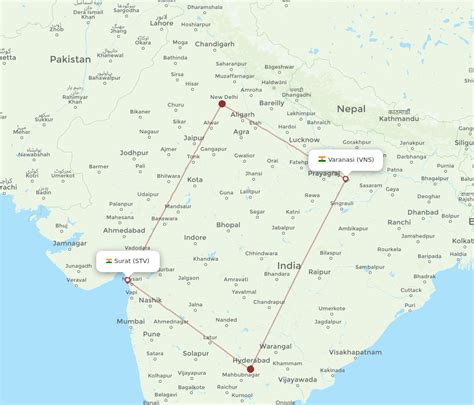 All Flight Routes From Varanasi To Surat Gujarat Vns To Stv Flight