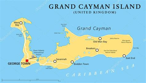 Grand Cayman Island Political Map Stock Vector Furian