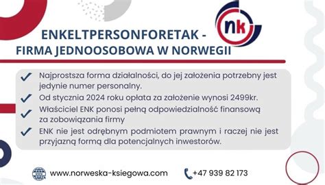 Enkeltpersonforetak Enk Firma Jednoosobowa W Norwegii Norweska