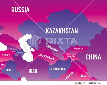 Central Asia Detailed Political Map With Lables Pixta