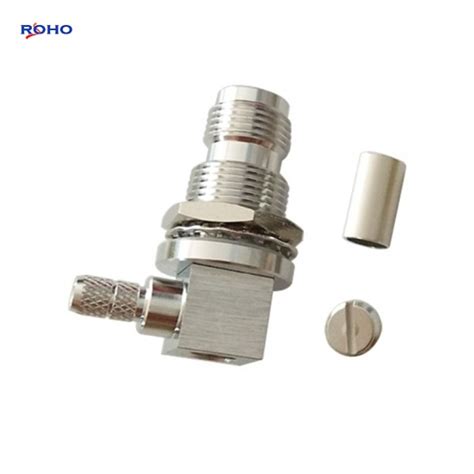 Tnc Female Right Angle Bulkhead Mount Connector Crimp Solder Attachment For Rg58 Rg141 Cable