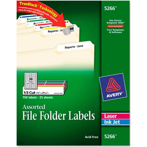 Avery Permanent Adhesive Laser Inkjet File Folder Labels Assorted