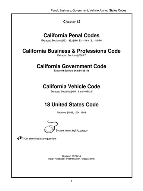 Fillable Online California Penal Codes California Business