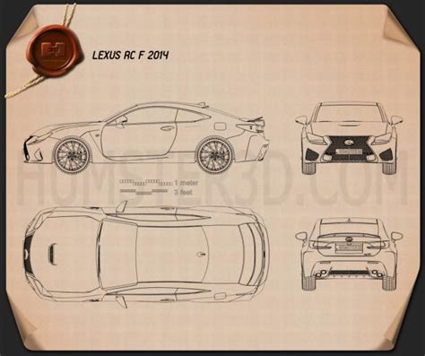 Lexus RC F 2019 Blueprints Vector Drawing Lexus Blueprints 2008 Sedan