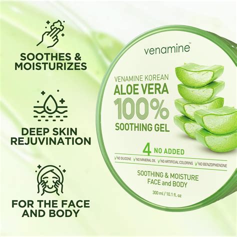 Venamine Korean Aloe Vera Soothing Moisture Gel 100 300ml For Face