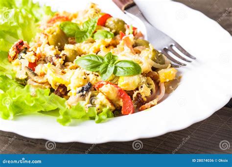 Omelet with vegetables stock photo. Image of basil, fresh - 28074036