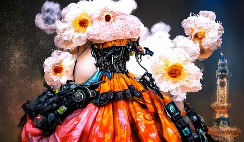 Floral Cyberpunk Rococo Lady By Lizagraphicdesigner On Deviantart