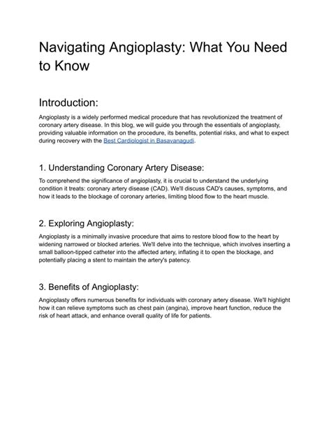 Ppt Navigating Angioplasty What You Need To Know Powerpoint