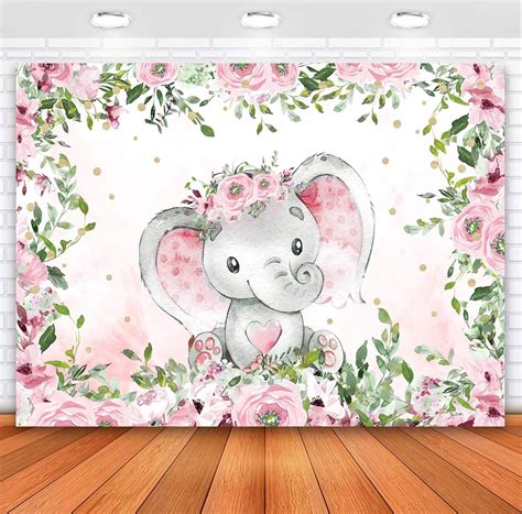 Sensfun - Telón de fondo de elefante para baby shower con diseño floral ...