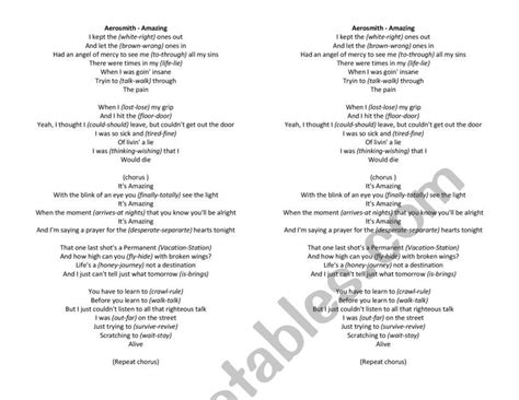 Song Activity - Aerosmith/Amazing - ESL worksheet by pindoug