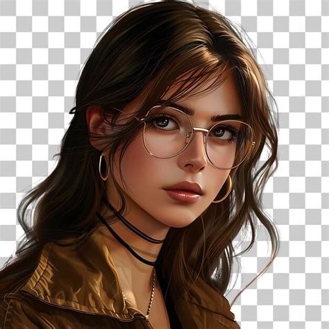 Premium Psd Woman Wearing Glasses And Brown Jacket