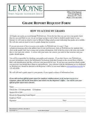 Fillable Online Lemoyne Grade Report Request Form Le Moyne College