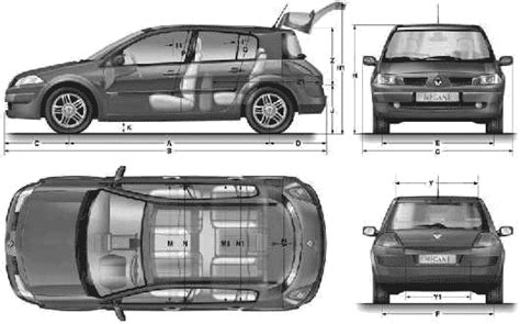 2007 Renault Megane II Hatchback blueprints free - Outlines