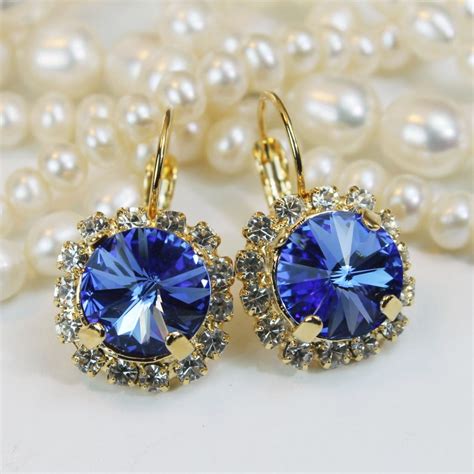 Sapphire Blue Earrings Royal Blue Swarovski Crystal Drop Etsy