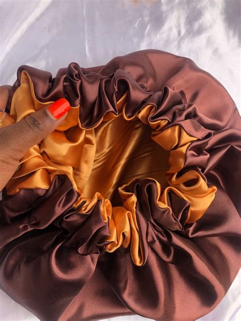 Brown And Gold Satin Bonnet Diy Hair Scrunchies Satin Bonnet Natural