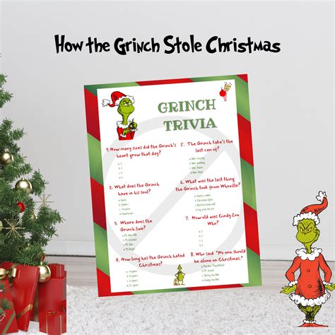 Grinch Trivia Christmas Game,christmas Group Game,grinch Family Game ...