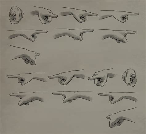 Pointing Rotation Reference Sheet | Pointing hand, Hand drawing ...