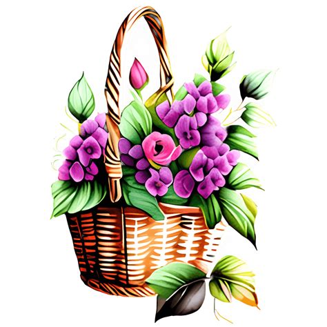 Wines Watercolor Flowers In Basket Hyperrealistic Graphic Creative