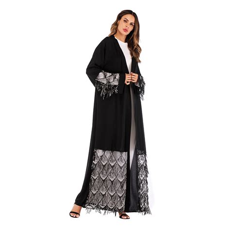 Kaftan Abaya Sequined Muslim Hijab Dress Jilbab Qatar Oman Robe Dubai