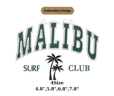 Malibu Beach Logo Embroidery Hawaii Embroidery Beach Malibu Embroidery