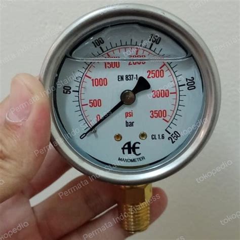 Jual Pressure Gauge Manometer Stainless 4 Inchi 250 Bar 3500 Psi Ae Jakarta Barat Permata