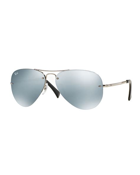 Ray Ban Mens Semi Rimless Aviator Sunglasses In Metallic For Men Lyst