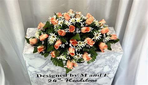 Peach Cemetery Saddle Cemetery Flower Arrangement Flowers For