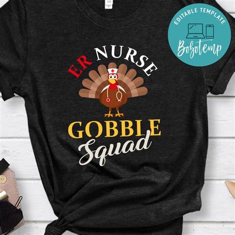 ER Nurse Gobble Squad Thanksgiving PNG File Template Bobotemp