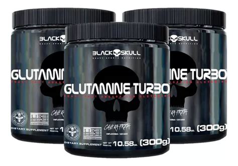 X L Glutamine Glutamina G Cada Black Skull Caveira Preta Sabor Sem