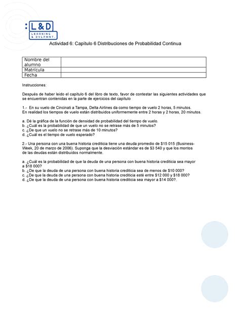 Actividad Capitulo Distribuciones De Probabilidad Continua