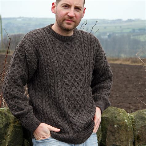 Jacob Brown Aran British Wool Jumper British Made