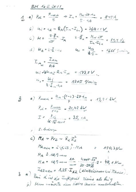 Ws Lsg Altklausuren Elektrische Maschinen Studocu