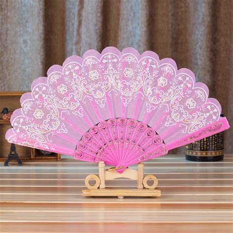 GEHGWP 50 Off Clear Elegant Lace Folding Handheld Fan Perfect For