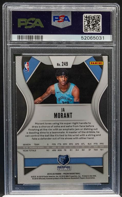 52065031 2019 Panini Prizm 249 Ja Morant RC Rookie PSA 10 Gem Mint EBay