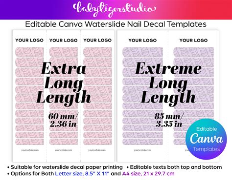 Editable Canva Waterslide Extra Long And Extreme Long Lengths Nail