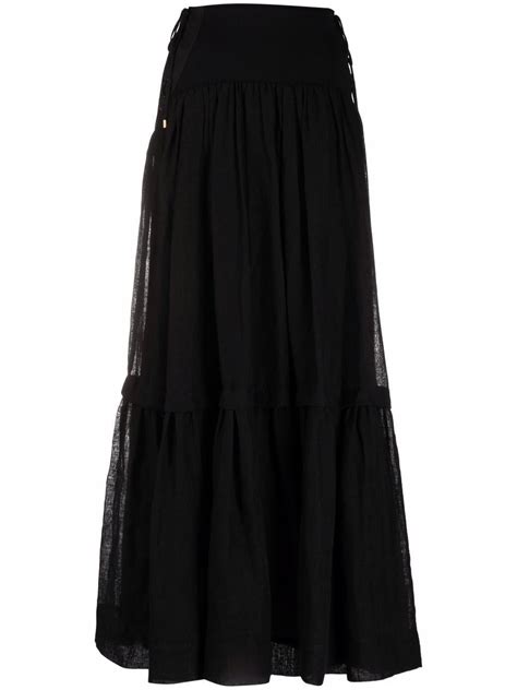 Alberta Ferretti Flared Maxi Skirt Black Artofit