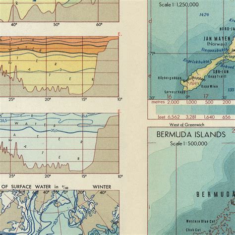 Old Map Of Atlantic Ocean And Atlantic Islands 1967 Thematic And Detai The Unique Maps Co