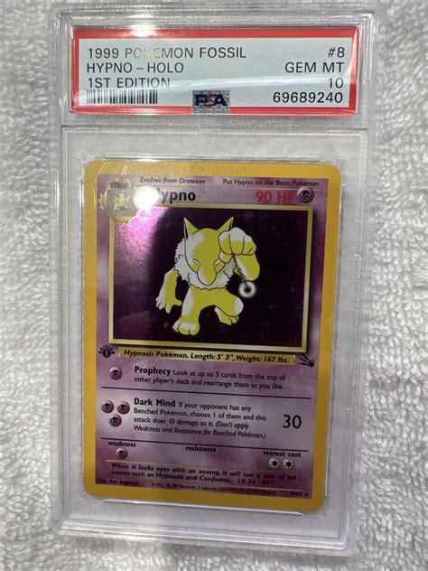 1999 Pokemon Fossil 1st Edition Hypno Holo PSA 10 GEM MINT 8 62 EBay