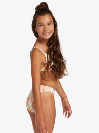 Hibiscus Reversible Two Piece Bikini Set For Girls Roxy
