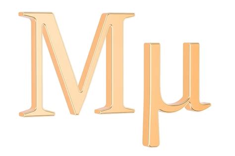 Premium Photo Golden Greek Letter Mu D Rendering